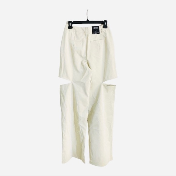 NEW AFRM Vegan Leather Ivory Pants  Kimmie Hi-Rise Wide Leg Cut Out Croc Size 31 - Picture 7 of 14